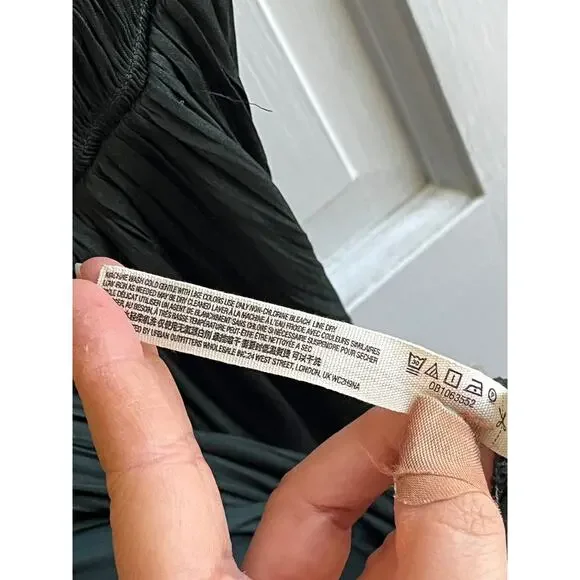 Free People Intimately Dark Green Slip Dress Sz M - Boho Lace Trim Babydoll Mini - Picture 6 of 8